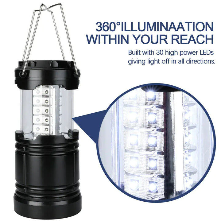 Ultra Bright Portable Collapsible 30 LEDs Hiking Camping Lantern Tent Light Lamp