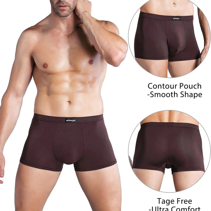 wirarpa Men's Breathable Modal Microfiber Trunks Underwear Covered Band Multipack 1402-4p-solid Color Medium