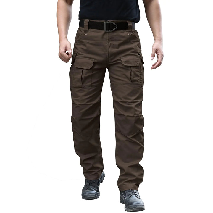 Men's Stretch Tactical Pants Water Resistant Ripstop Cargo Pants Outdoor Lightweight EDC Work Hiking Pants 30W x 32L Dark Brown