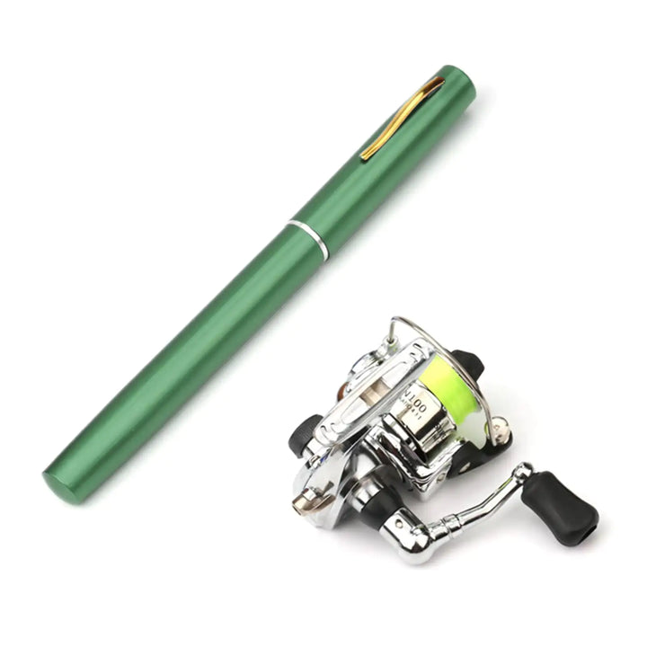 1 Set Telescopic Mini Portable Pocket Pen Casting Fishing Rod Carbon Reel Aluminum Alloy Spinning Ultralight Feeder Fish Pole