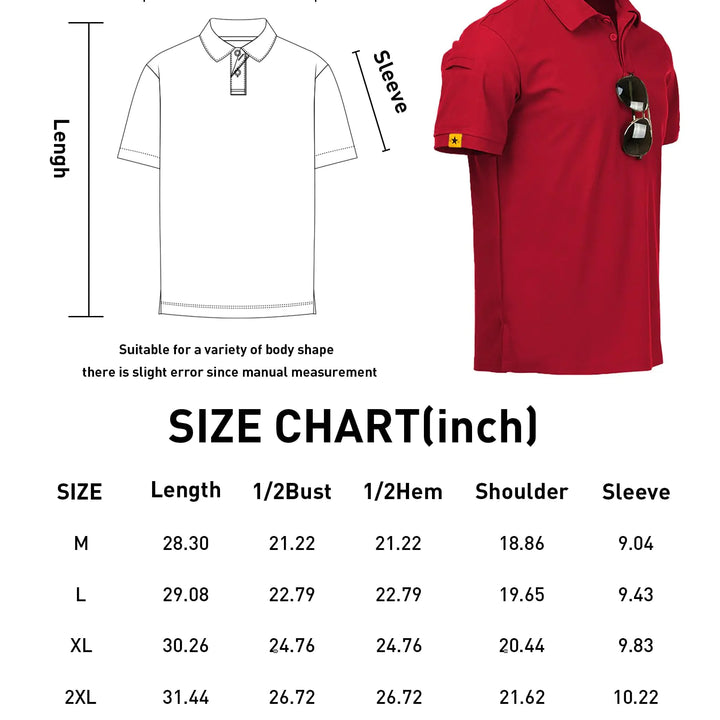 SCODI Mens Polo Shirts Performance Short Sleeve Tactical Shirts Athletic Golf Shirt for Men Daily Casual Collared T-Shirt X-Large Red