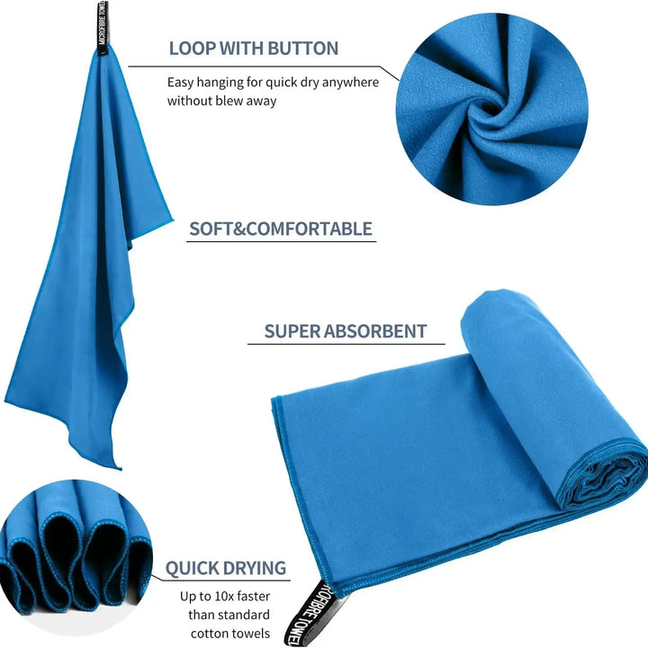 Quick-Drying Microfiber Towel With Mesh Bag