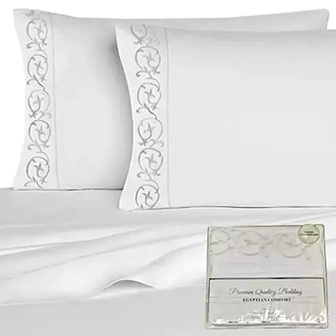 Victoria Embroidered 4 Pc Microfiber 1800 TC Sheets Set