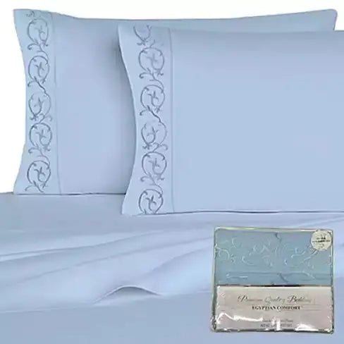 Victoria Embroidered 4 Pc Microfiber 1800 TC Sheets Set