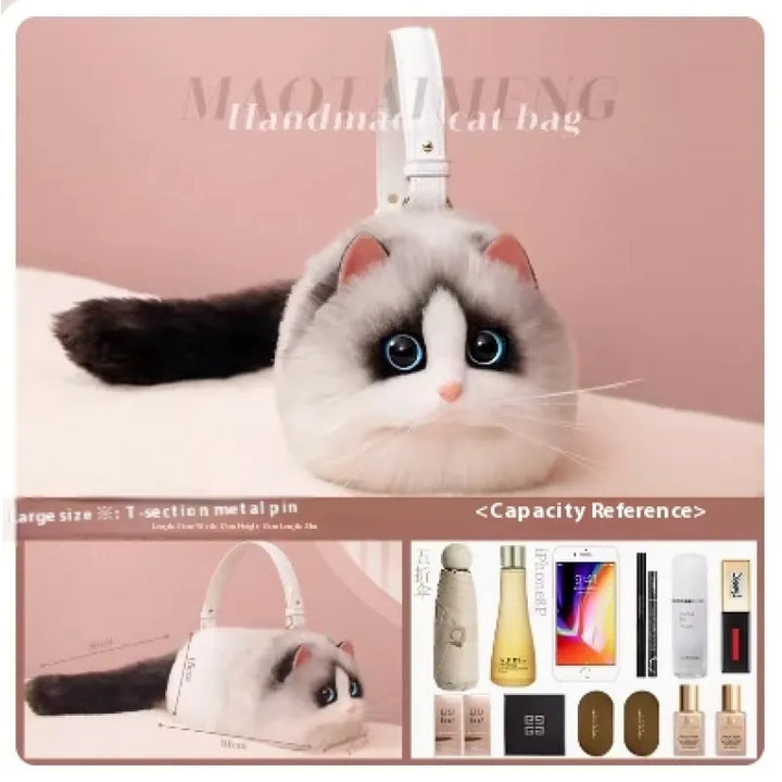 Women's Cute Handmade Cat Doll Bag