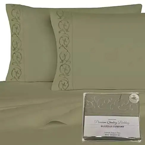 Victoria Embroidered 4 Pc Microfiber 1800 TC Sheets Set