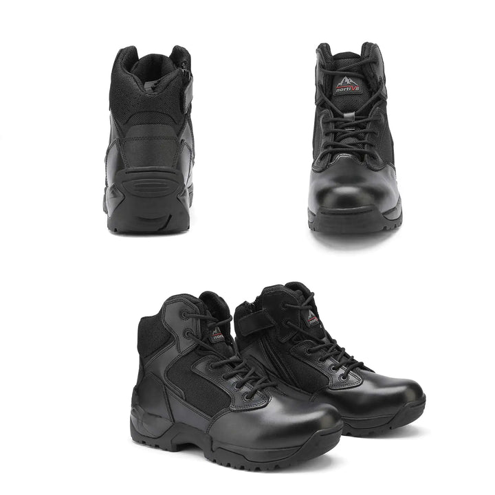 NORTIV 8 Men's Military Tactical Work Boots Hiking Motorcycle Combat Boots 6.5 Wide Black-a