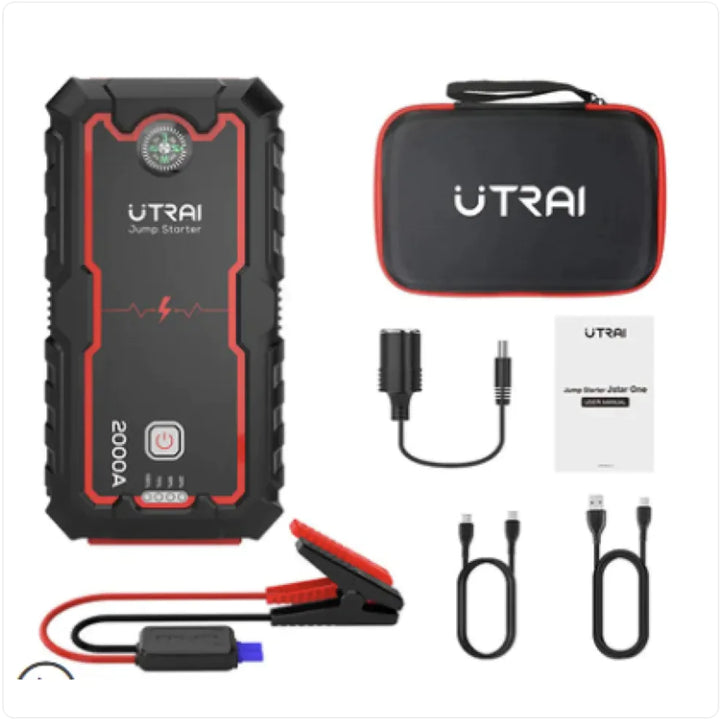 Portable 12V Car Battery Jump Starter with Large Capacity Power Bank