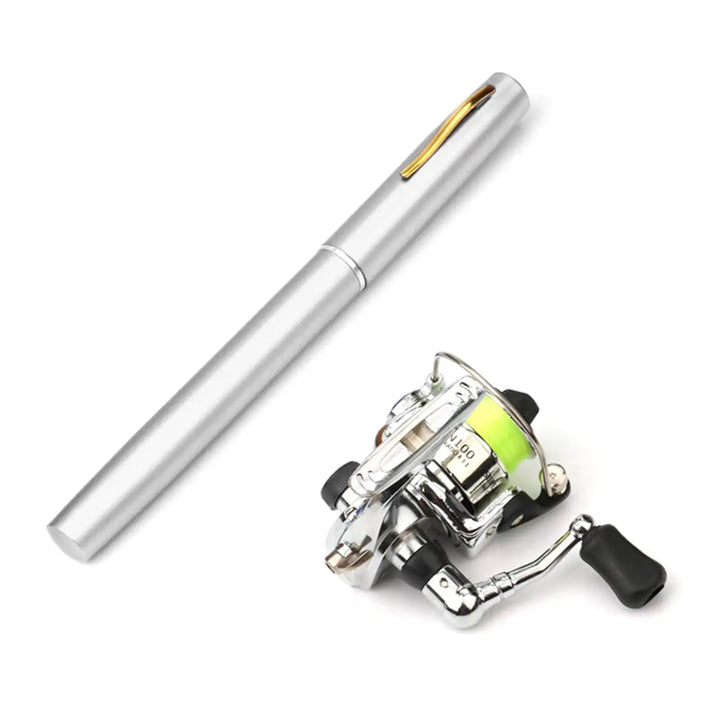 1 Set Telescopic Mini Portable Pocket Pen Casting Fishing Rod Carbon Reel Aluminum Alloy Spinning Ultralight Feeder Fish Pole