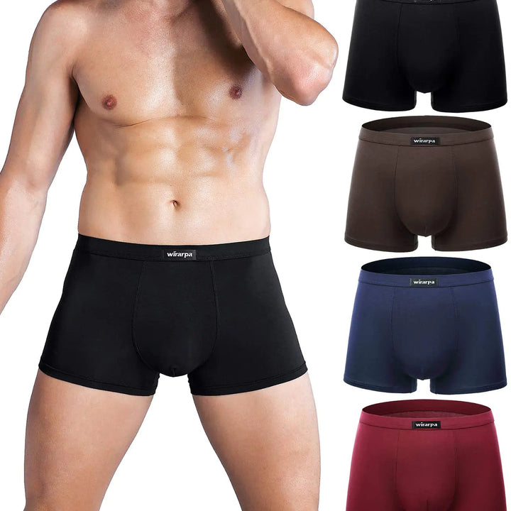 wirarpa Men's Breathable Modal Microfiber Trunks Underwear Covered Band Multipack 1402-4p-solid Color Medium