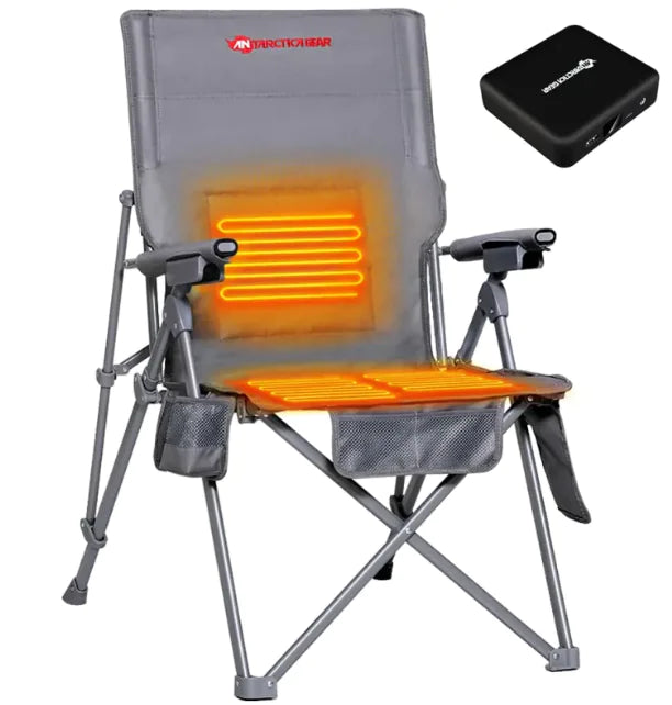 Antarctica Gear Heated Camping Chair with 12V Battery & 5 Pockets