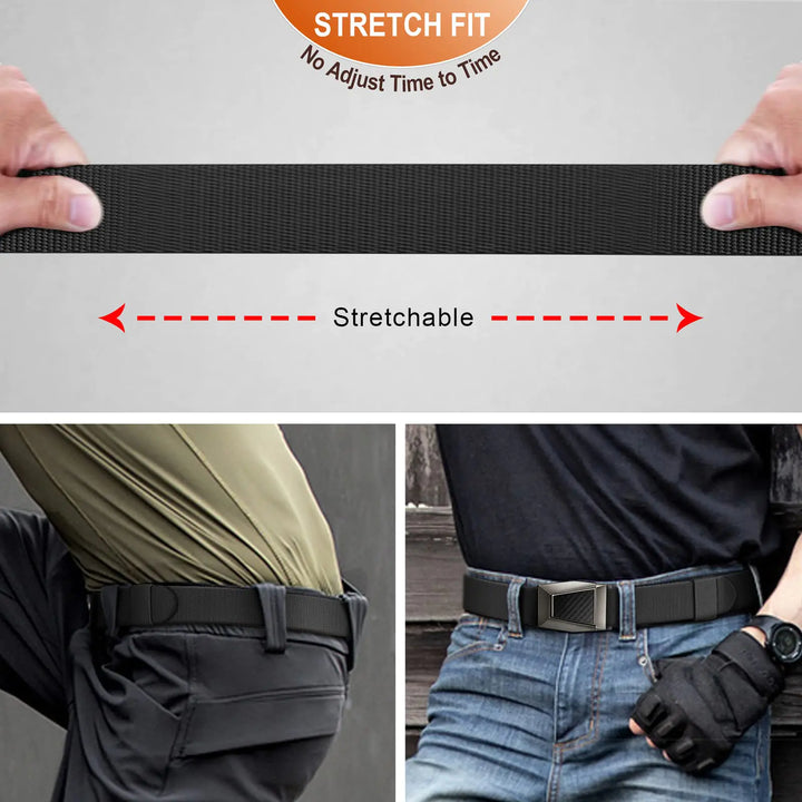 BULLIANT Tactical Belt for Men, Men Stretch Nylon Web Gift Belt 1.5"-Hiking Rigger Military Work-Quick Release Black2972 34"-38"Waist Adjustable