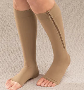 Zipped Open Toe Compression Socks