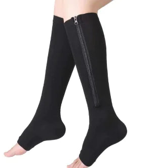 Zipped Open Toe Compression Socks