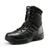 NORTIV 8 Men's Military Tactical Work Boots Side Zipper Leather Motorcycle Combat Boots (6-8 Inches) 9.5 Black-fur Lining