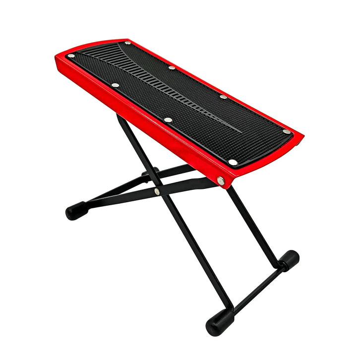 5Core Guitar Foot Stool Height Adjustable Folding Leg Rest Classical Footrest RED