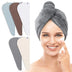 TENSTARS 5 Pack Thicken Microfiber Hair Towel Wrap for Women - Elastic Loop Design - 320GSM Coral Velvet - Quick Dry Hair Turban - 11x28 Inch (Cream+White+Brown+Light Teal+Grey, 5) Cream+white+brown+light Teal+grey