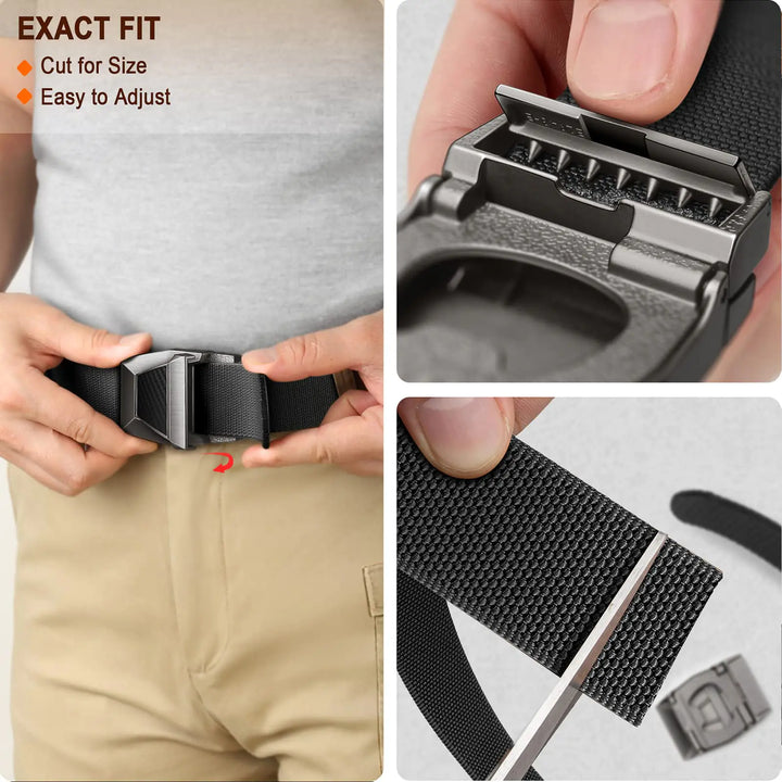 BULLIANT Tactical Belt for Men, Men Stretch Nylon Web Gift Belt 1.5"-Hiking Rigger Military Work-Quick Release Black2972 34"-38"Waist Adjustable