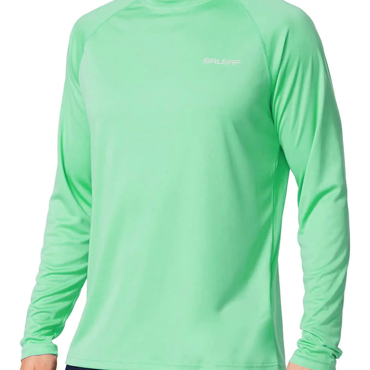 BALEAF Men's Sun Protection Shirts UV SPF UPF 50+ Long Sleeve Rash Guard Fishing Running Quick Dry Lightweight 02-beach Glass Large